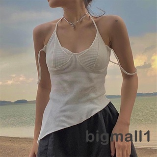 Bigmall-เสื้อกั๊กแขนกุดระบายอากาศสีพื้นสําหรับผู้หญิง