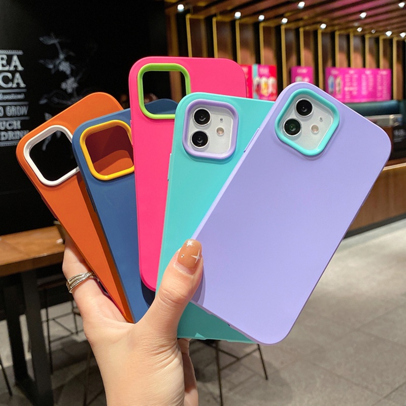 3 in 1 Liquid ซิลิโคนเคสซิลิโคนอะคริลิคสำหรับ for iPhone 11 13 15 16 Pro Max XR 11 12 13 14 Pro Max Xs Max 7 8 Plus SE