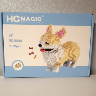 ตัวต่อ HC MAGIC 9080 การ์ตูนรูปสุนัข สีครีมขาว  จำนวนตัวต่อ 1020 ชิ้น