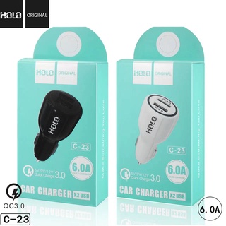 ที่ชาร์จในรถ  HOLO C23  Quick Charge 3.0 USB Car Charger มี 2 ช่องเสียบ สะดวกต่อการใช้งาน