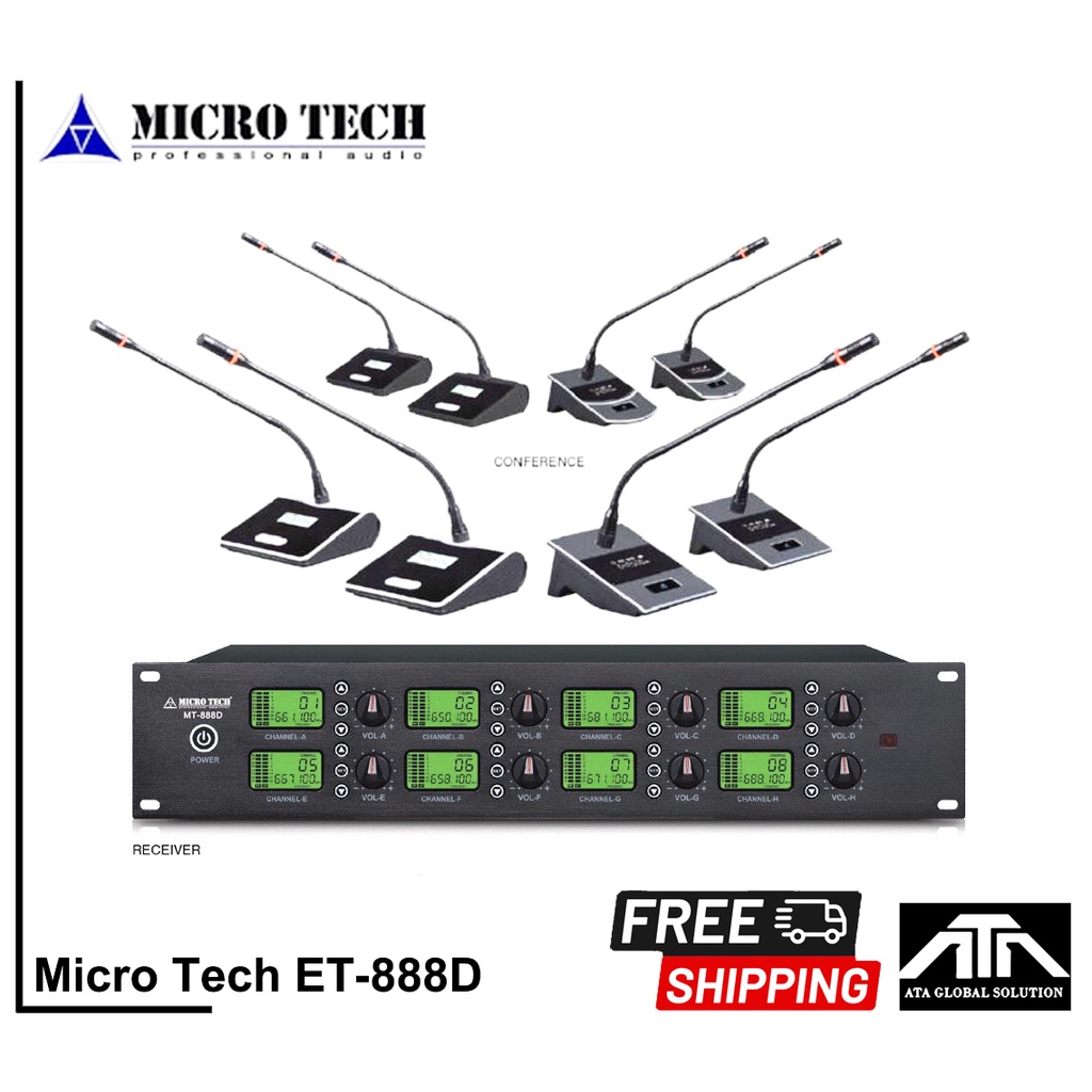 ไมค์ประชุม MICROTECH MT-888D MT888D ไมค์ประชุมก้านสั้น มีไมค์ผู้ร่วม 8 ตัว รับประกัน 1ปี  ไร้สาย