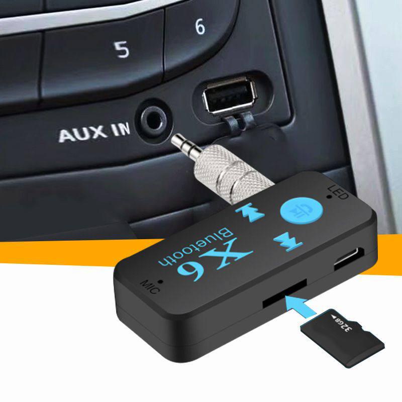 เครื่องรับส่งสัญญาณเสียงสเตอริโอ บลูทูธ 5.0 X6 3 in 1 Mini AUX USB 3.5 มม. สําหรับอะแดปเตอร์ไร้สายรถยนต์