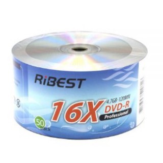 แผ่นดีวีดีบันทึกข้อมูล​ DVD-R Ribest 4.7GB 16X บรรจุ​ 50​ แผ่น