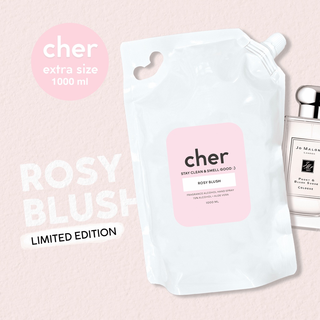 (Limited Edition) Refill Cher Alcohol hand spray กลิ่น rosy blush  1000ml สเปรย์แอลกอฮอล์กลิ่นน้ำหอม