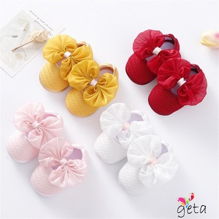 Geta- รองเท้าเด็กผู้หญิง, รองเท้าเดิน สีพื้น พร้อมโบว์ใหญ่, ชมพู / ขาว / ไวน์แดง / เหลือง