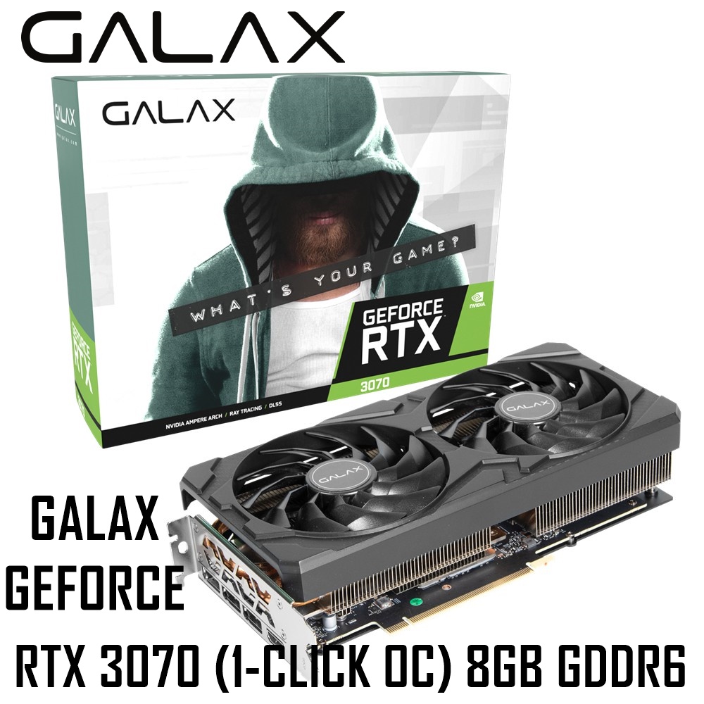 VGA (การ์ดแสดงผล) GALAX GEFORCE RTX 3070 (1-CLICK OC) 8GB GDDR6 (LHR) Warranty 3 - Y