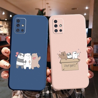 เคสโทรศัพท์ ซิลิโคนนิ่ม ขอบตรง ลายหมีน่ารัก สําหรับ Samsung A31 A32 4G A52 A72 5G A11 A51 A71 A21S A02S A20S