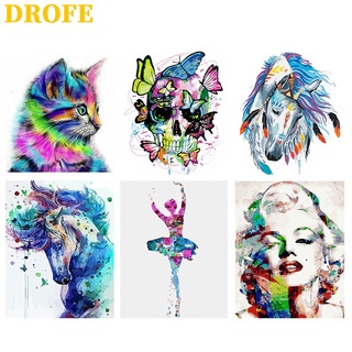 ♘DROFE 【ขนาด : 50X40 ซม】~ คอลเลกชันภาพวาดสี ~ พร้อมส่งภาพระบายสีตามตัวเลขของขวัญDIY/ paint by number / บ้านตกแต่ง / ตามห