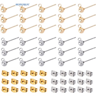 Benecreat 40Pcs Ear Pin Ball Post Ear Stud Components Stainless Steel with Butterfly Earring Backs for Earring Making Findings