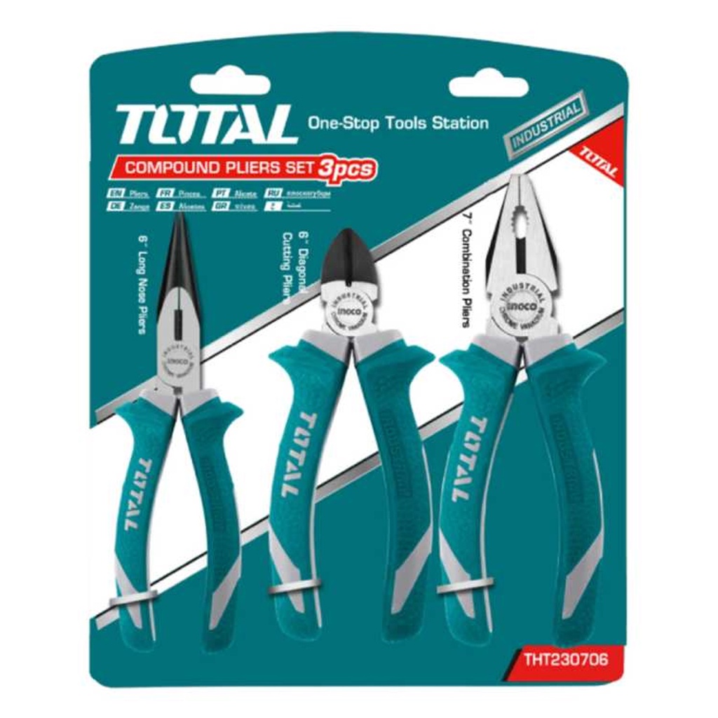 🎉แท้ ส่งไว🎉Total ชุดคีม 3 ตัวชุด (คีมปากแหลม+ปากจิ้งจก+ปากเฉียง) รุ่น THT2K0301 ( Plier Set ) รุ่นงา