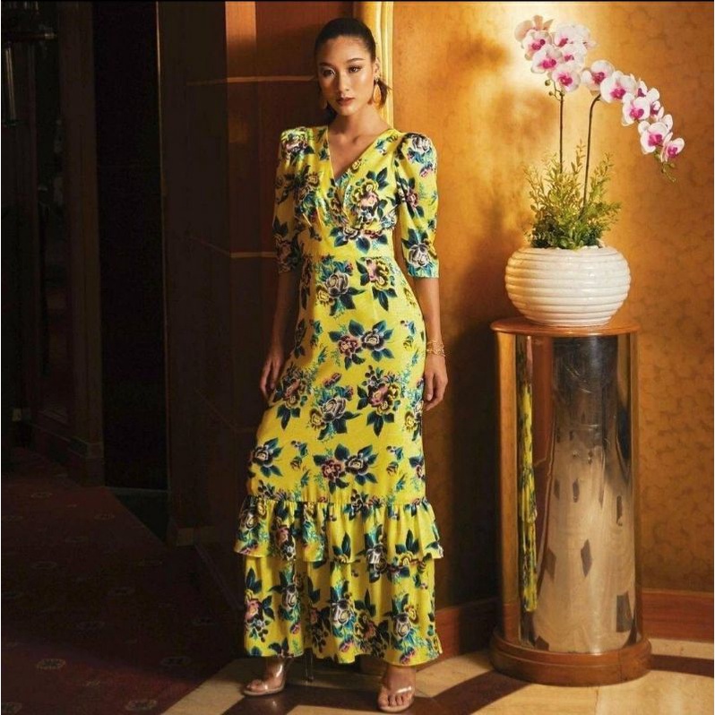 เดรสยาว ป้ายvora #vora #เดรสลายดอก #ลายดอก