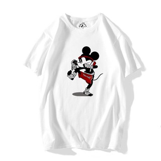 เสื้อยืดแขนสั้นพิมพ์ลาย Mickey Mouse แฟชั่นสําหรับผู้ชาย