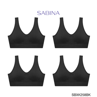 Sabina เสื้อชั้นใน (Set 4 ชิ้น)  Invisible Wire (ไม่มีโครง) รุ่น Soft Collection รหัส SBXK258BK สีดำ