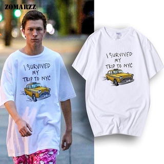 เสื้อยืด พิมพ์ลาย Spiderman Tom Holland I Survived My Trip To NYC สําหรับผู้ชาย