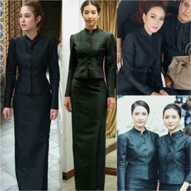 SALEชุดไทยจิตรลดาสีดำ(ทั้งเสื้อ+กระโปรงเข้าเซ็ต)