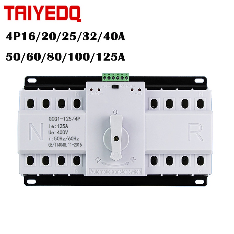 4P Dual Power ats Automatic Transfer Switch Circuit Breaker MCB AC 220V 16A 20A 25A 32A 40A 50A 60A 63A 80A 100A 125A