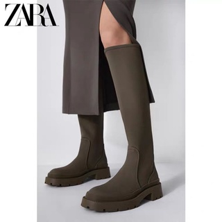 ZARA รองเท้าบูท ความยาวเข่า ป้องกันฝน ทรงสลิม เหมาะกับฤดูใบไม้ร่วง และฤดูหนาว สําหรับผู้หญิง สินค้าใหม่ สินค้าพร้อมส่ง