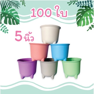 สีใหม่🌵🌵🌵 5นิ้ว  100ใบ กระถางพลาสติก กระถางต้นไม้พลาสติก (23)