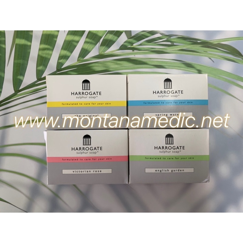 ของแท้ 100%   Sulfur soap Harrogate สบู่ซัลเฟอร์ กลิ่นหอม ถนอมผิว รักษาสิวดีนักแล 100กรัม / 50 กรัม