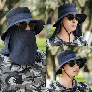 หมวกกันแดด 360 องศา กันความร้อน ทรงปีกรอบ PU03Hat Mens Sunhat Summer Neck Protection Face Cover Sun-Proof Hat Female Outdoor Fishing Cap Breathable Bucket Hat UV Protection