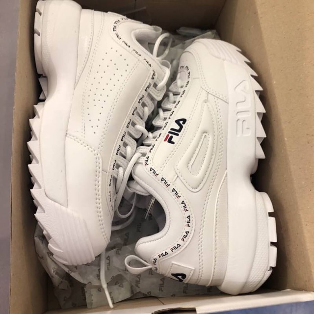 fila disruptor 2 tapey tape white black