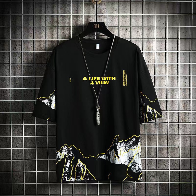 TS MEN การพิมพ์แฟชั่น เสื้อยืดคอกลมแขนสั้น เสื้อยืดผู้ชาย（ขนาดมาตรฐาน）(มี3สี)รุ่น NTC33
