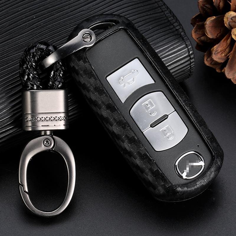 คาร์บอนไฟเบอร์ซิลิกาเจล Mazda 2 3 5 6 8 Cx5 Cx7 Cx9 M6 GT atenza Axela Familia พวงกุญแจ 2/3/4 Btn