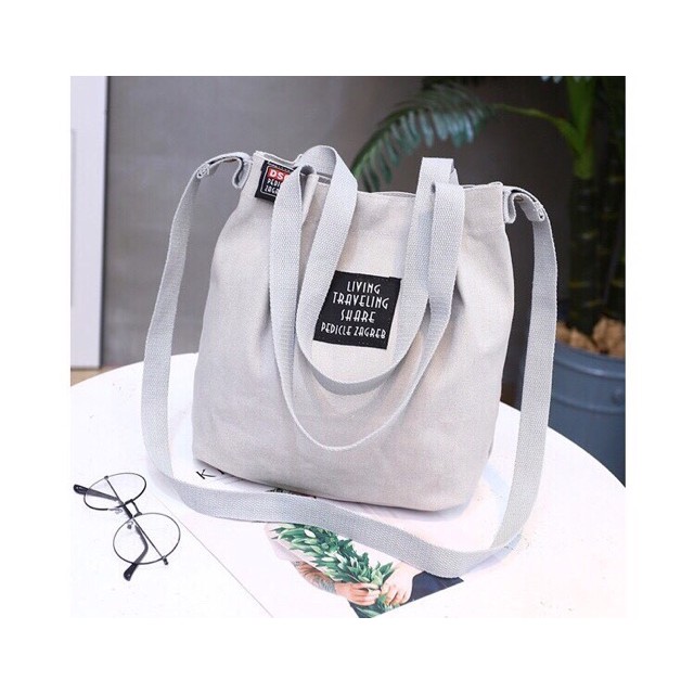 กระเป๋าผ้า Living Share ใบกลาง พร้อมส่งทุกสี!! OF003