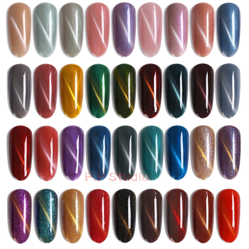 AS สีเจล ของแท้!! สีทาเล็บ แคทอายหลากสี Cat-eye สีแคทอาย รหัส KM มี 36 สี ปริมาณ15ml.
