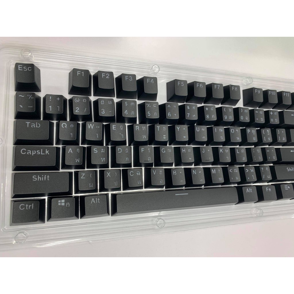 keycap /Doubleshot/ไฟลอด/104keys/ ภาษาไทย /white pink /ฺBlack