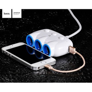 Hoco C1 แท้ 100%  ที่ขยายช่องจุดบุหรี่ 3 ช่อง พร้อม USB 2 port ในรถยนต์ สีขาว หรือ สีดำ