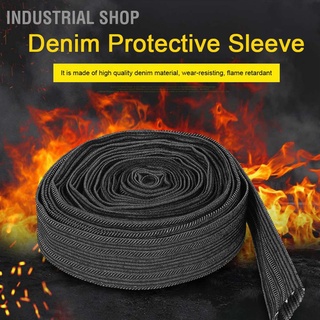 Industrial Shop 7.5m  Denim Protective Sleeve Sheath Cable Cover for Welding Torch Hydraulic Hose