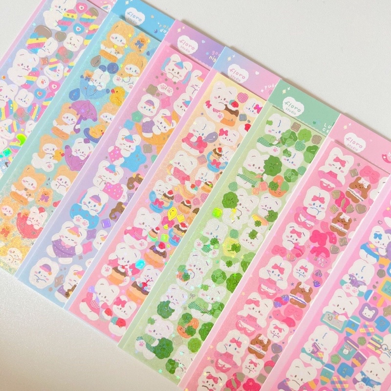(เพิ่มลายใหม่)🌟Pastel Rabbit Bunny Sticker สติกเกอร์กระต่าย สติกเกอร์พร้อมส่ง สติกเกอร์ตกแต่งน่ารัก สติ๊กเกอร์แต่งสมุด