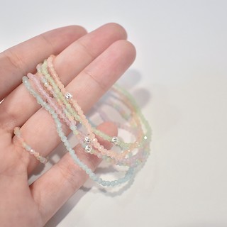 vela.cheeva : *silver925 / marshmallow bracelet กำไลข้อมือยางยืดหินแท้ ( 16 cm )