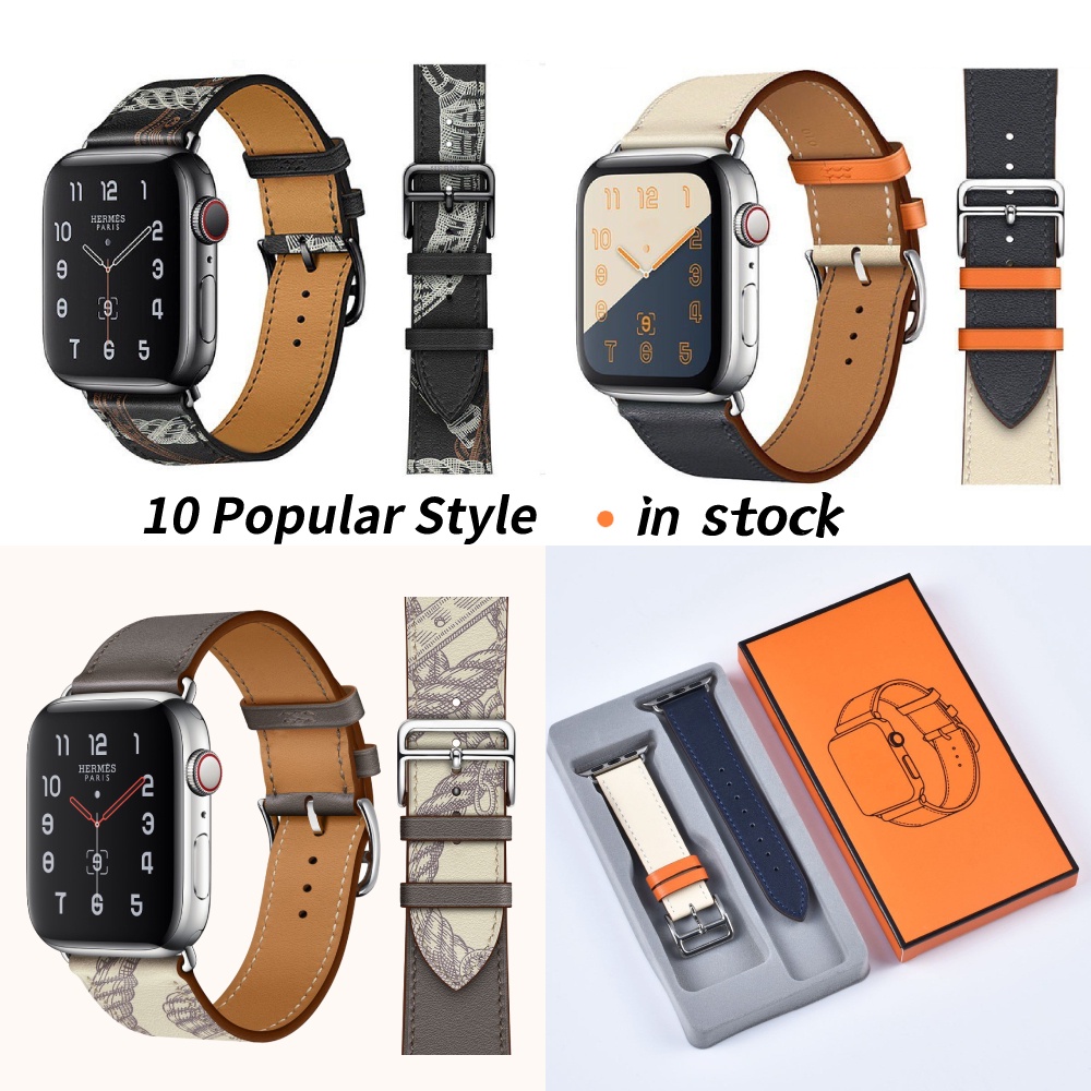 สายนาฬิกา Apple Herme s สายหนังสําหรับ Apple Watch ultra Series 10 9 8 7 1 2 3 4 5 6 se สายหนังสําหรับ iwatch Series 6 40 มม.44 มม.38 มม.42 มม.45 มม.41 มม.