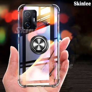 เคส Thailand version of Xiaomi 11T Pro Poco X3 GT M3 Pro 5G Redmi Note 10 5G 4G 10S Pro Clear Phone Case Holder Stand Casing Bracket Finger Magnetic Ring Airbag Cover for Xiaomi 11T Transparent Redmi 10 11 Lite 5G NEเคสโทรศัพท์