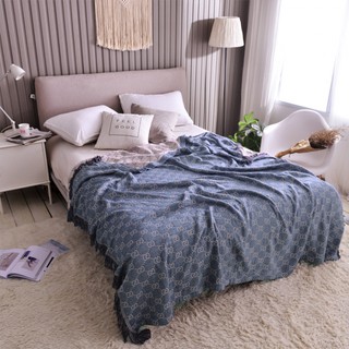 ผ้าห่มหรู Luxury Comfort Fringe Tassel Cotton Bamboo Blanket