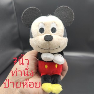 ตุ๊กตา มิกกี้เม้าส์ Mickey mouse แบบ Disney Character Chockori-san ป้ายห้อย นั่งห้อยขา หายากมาก ขนาดหูถึงเท้า7นิ้ว