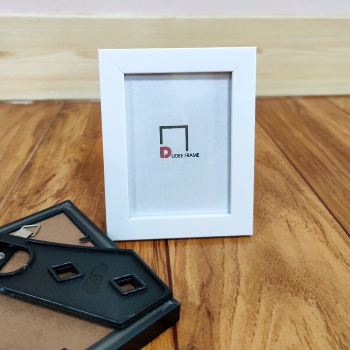 กรอบรูป 3x4 นิ้ว กรอบคู่ 3x4 สีขาว กรอบรูปมินิมอล (มีกระจก) ตั้งได้ แขวนได้ ขอบหนา 0.5 นิ้ว กรอบรูปของขวัญ - รูปที่ 2