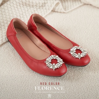 รองเท้าหนังแกะรุ่น Florence Red color (สีแดง)