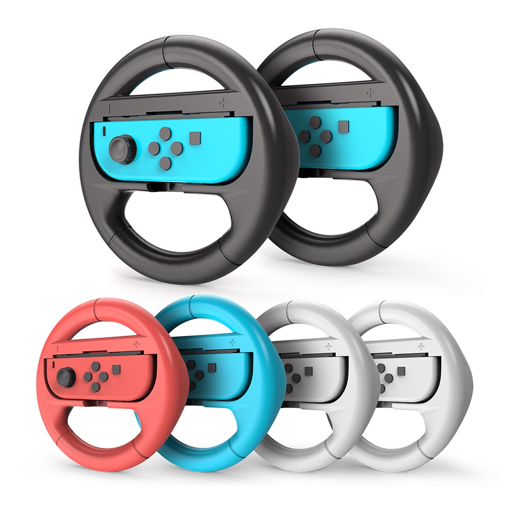 Vgtime พวงมาลัยสําหรับเล่นเกม 2 ชิ้น Joy-Con ล้อสําหรับ Nintendo Switch/OLED Racing เกมล้อ Controller NS Joy-Con Grip ผู้ถือรถเข็น