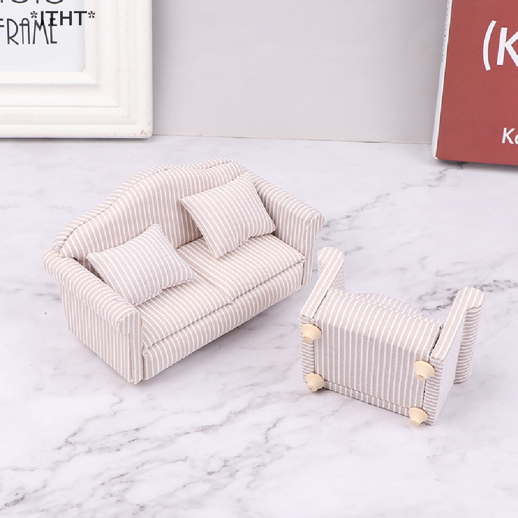 ITHT 1:12 เฟอร์นิเจอร์โซฟาสําหรับตุ๊กตาเด็กแกล้งเล่น DIY Decor