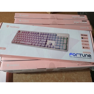 คีย์บอร์ดเกมมิ่ง มีไฟ NUBWO FORTUNE NK-32 KEYBOARD สีชมพู