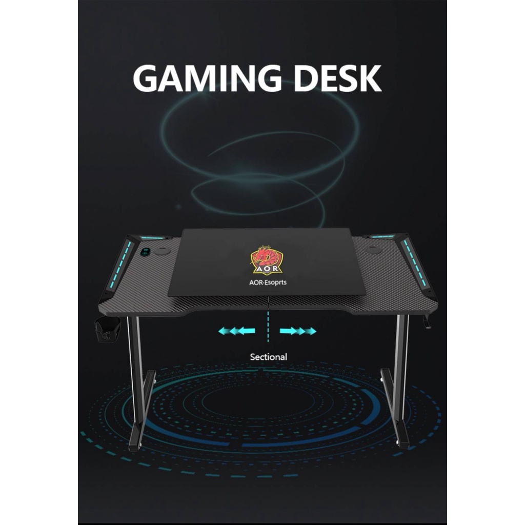 โต๊ะคอมเกมส์มิ่ง โต๊ะคอมพิวเตอร์ LED gaming Table120-140cm RGB Desktop