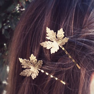 ‴2Pcs Elegant Maple Leaf อลูมิเนียม Hairpin คลิปอุปกรณ์ Headwear ผู้หญิง