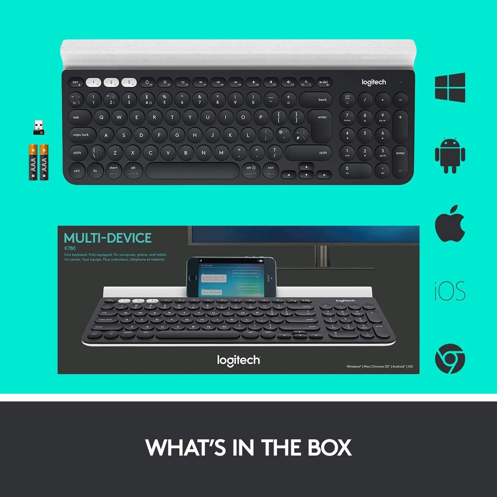 Logitech K780 คีย์บอร์ดไร้สายบลูทูธ 2.4 Ghz สําหรับ Windows Mac Chrome ...