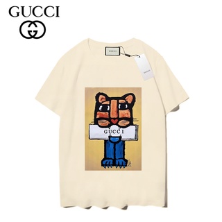 Gucci เสื้อยืดแขนสั้น ผ้าฝ้าย พิมพ์ลาย แฟชั่นสําหรับผู้ชาย และผู้หญิงS-5XL