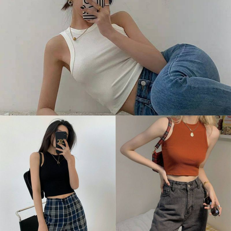 Topshop crop tank top พร้อมส่ง มีมากกว่า 10 สี ต้องมีเเล้วจ้าเเม่จ๋าาา
