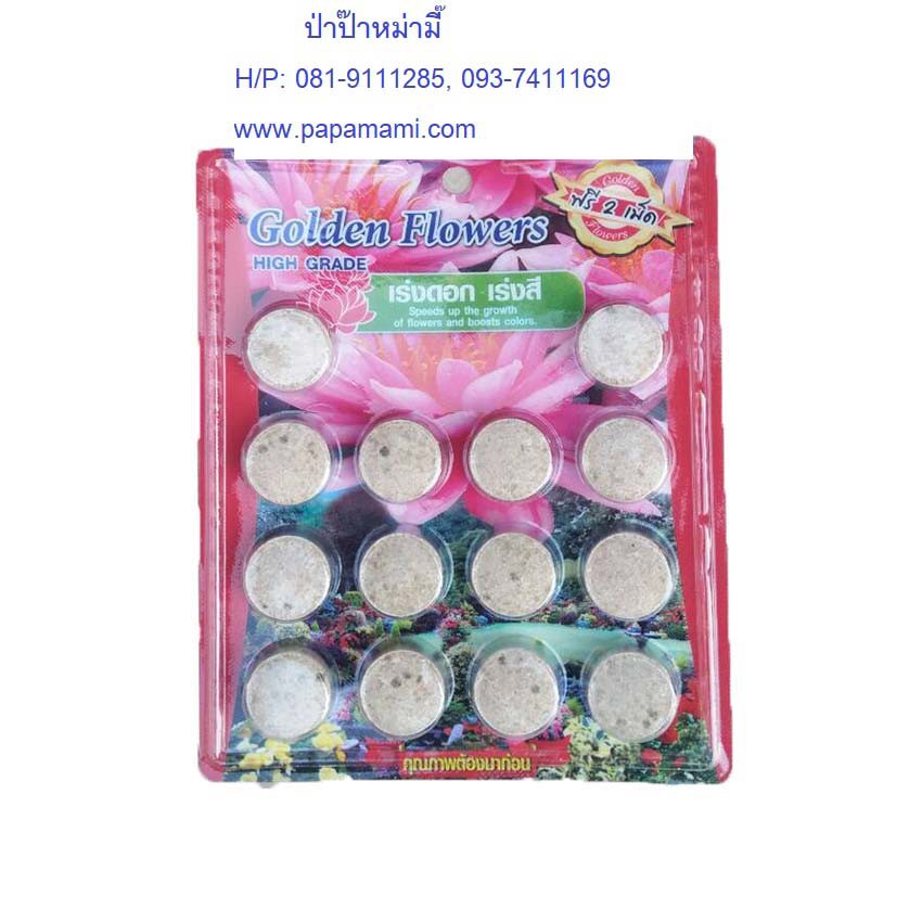(40-100 แผง) papamami ปุ๋ยใส่ดอกบัว Golden Flower ปุ๋ยบัว แบบแผง 14เม็ด ปุ๋ยไม้น้ำ ปุ๋ยต้นไม้น้ำ อาหารบัว เร่งสีสด – โปรปัง