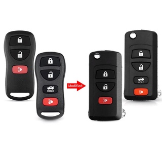 กุญแจพับ Nissan Navara D40 , Tida , Sylphy แบบ 3 ปุ่ม พร้อมโ…